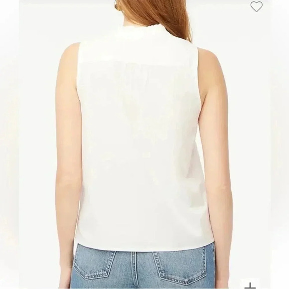 J Crew Button Ruffle Neck Top White M NWT - Picture 3 of 9